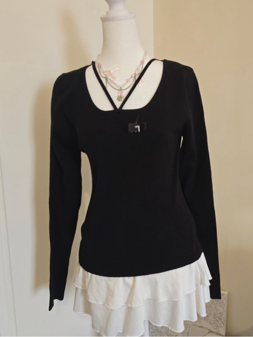 8 Seconds Korean Streetwear Ribbed Scoop Neck Top
